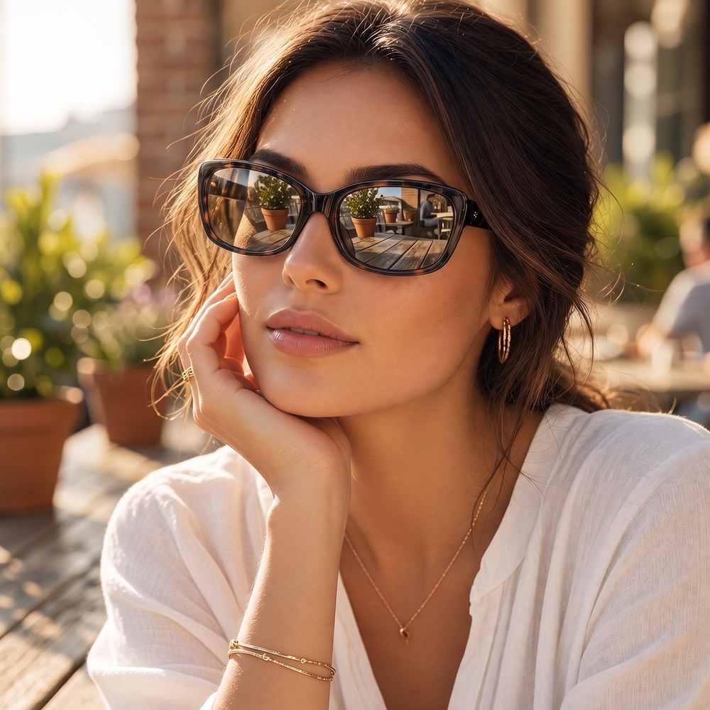 Solvari Sydney Tortoise Polarized Sunglasses Rhinestone Y2K Glam Oversized NWT